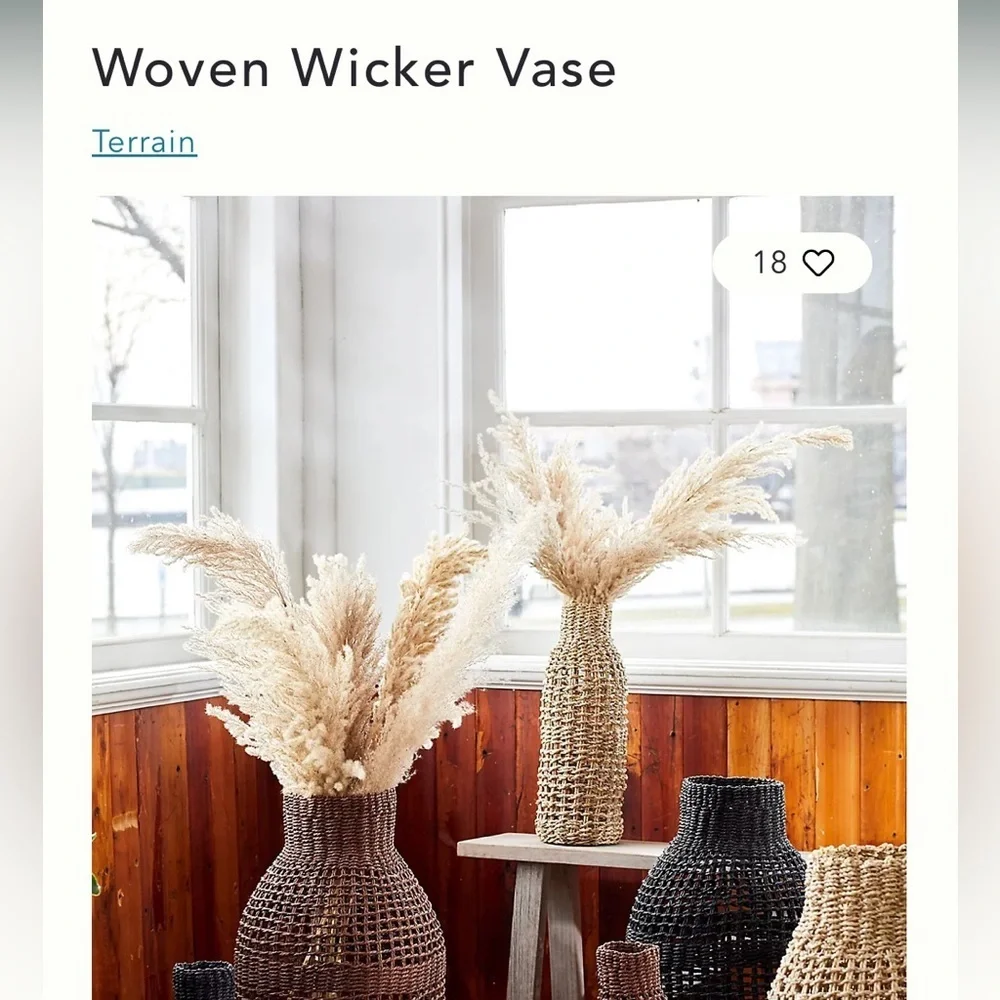 Anthropologie Woven Wicker Vase Beige NWT